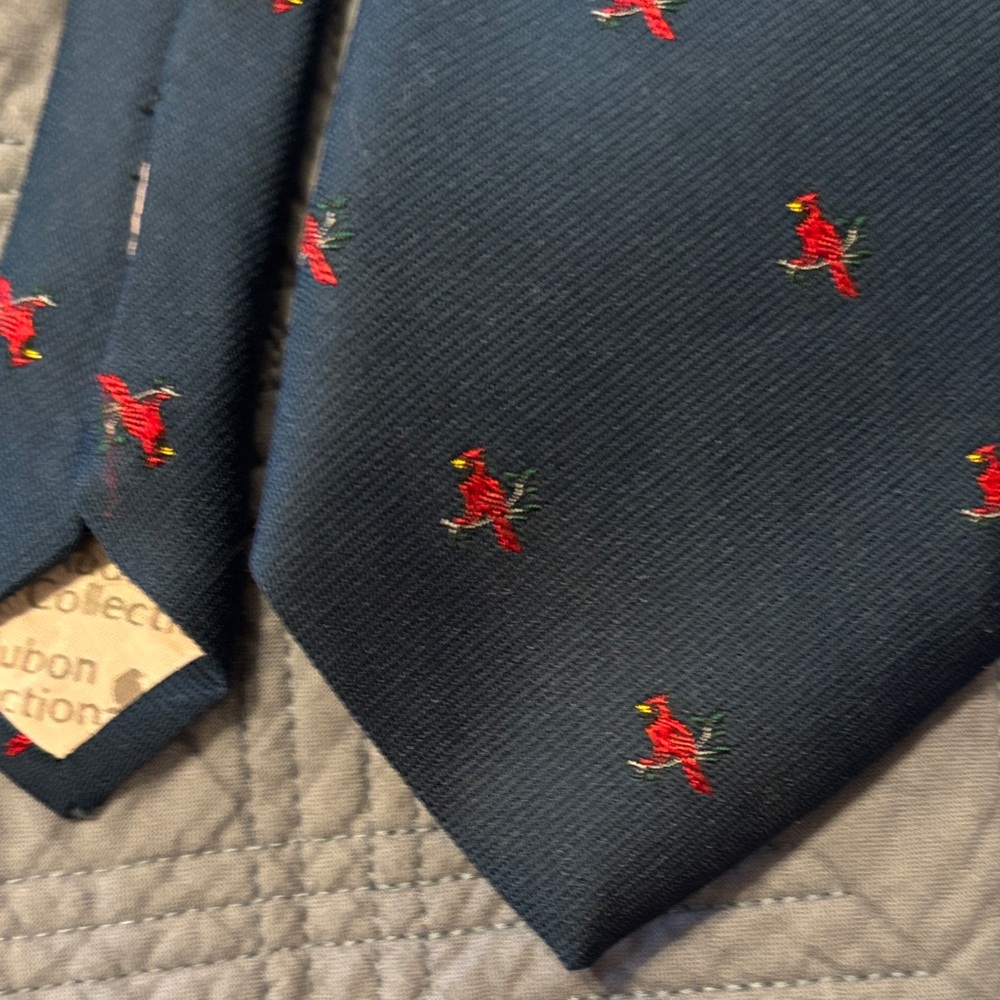 Audubon Navy Blue Tie with Cardinals